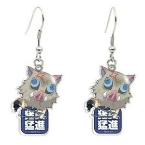 Inosuke Demon Slayer Earrings Cute Acrylic Drop Dangle Style With Metal Hook 1"
